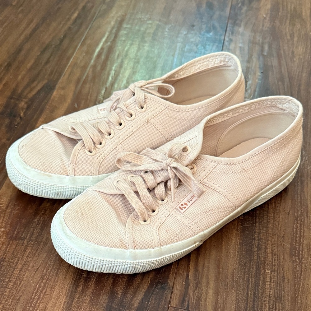 Superga Pink Canvas Sneakers Classic Low-Top Design